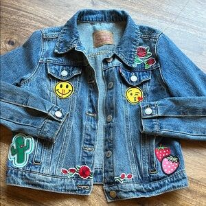 Levi's Blue Denim Jacket with Colorful Patch Appliqués